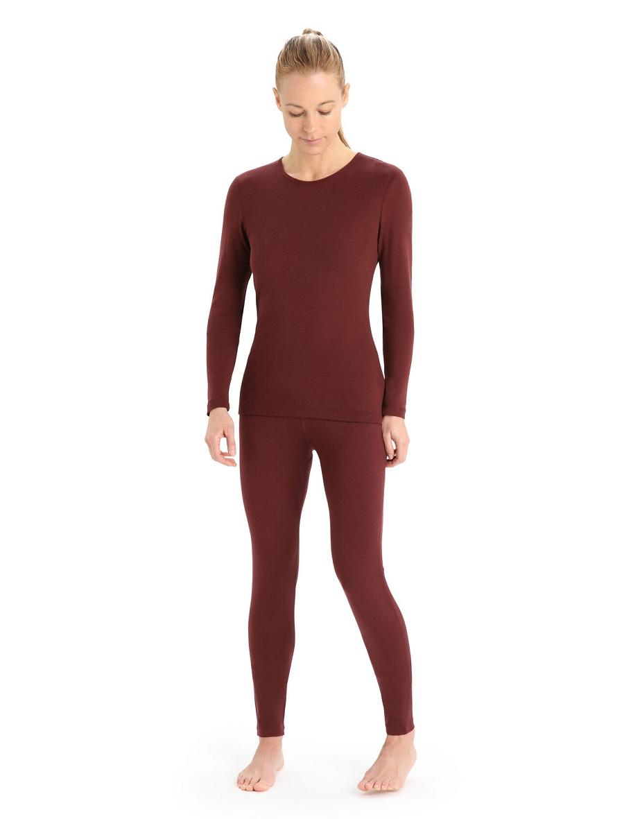 Women's Icebreaker Merino 175 Everyday Long Sleeve Crewe Thermal Top Base Layers Espresso | CA 1037LISH